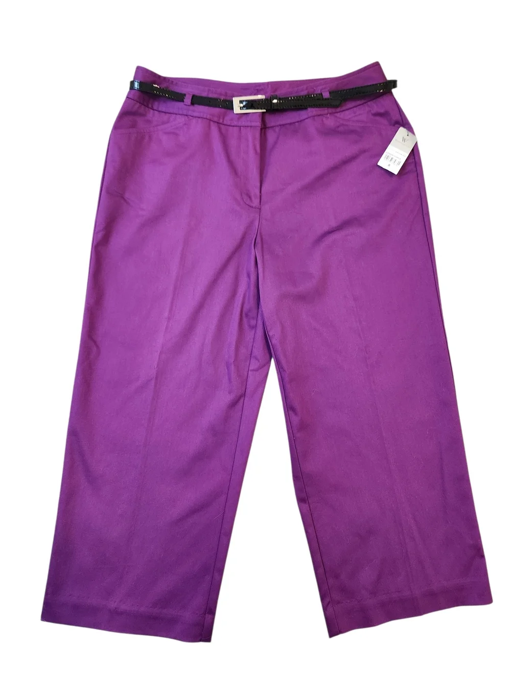 Worthington London Purple Short-Sleeve Blazer with Cropped Pants